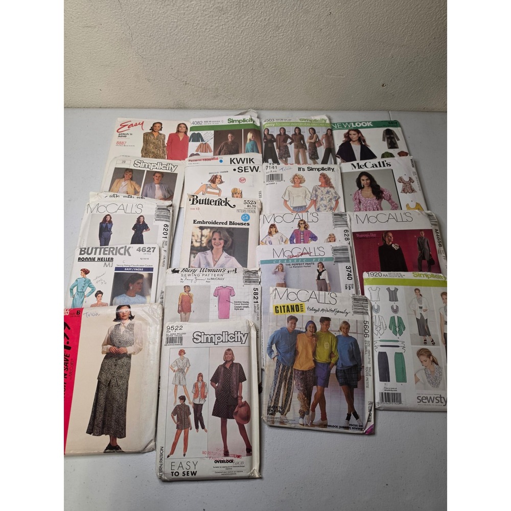 Lot of 19 Sewing Patterns McCalls Simplicity Butterick Vintage 80s 90s Mixed